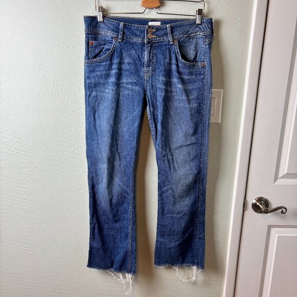 Hudson Jeans Signature Petite Bootcut Size 32 Blue Denim Frayed Hem - Picture 1 of 7